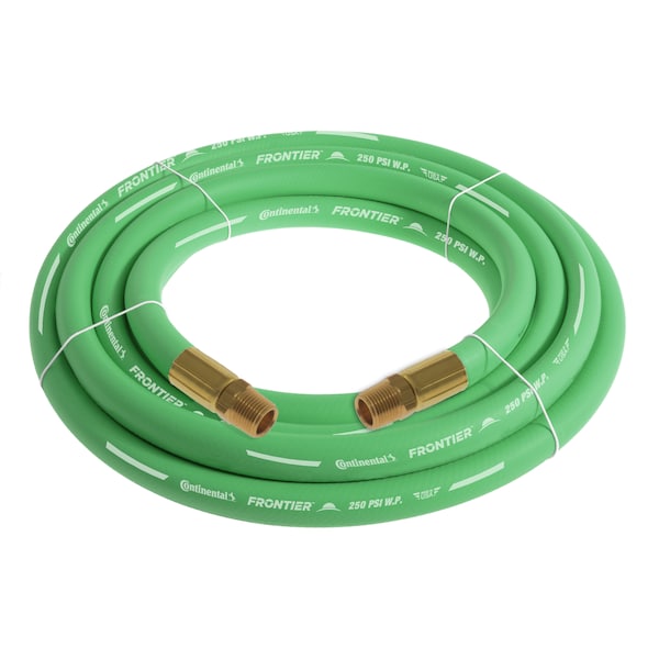 3/4" x 20' Green EPDM Rubber Air Hose, 300 PSI, 3/4" MNPT x MNPT
